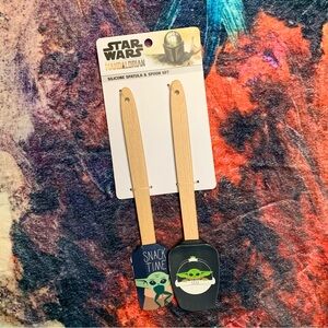💜 Star Wars Mandalorian Baby Yoda Silicone Spatula & Spoon Set NWT